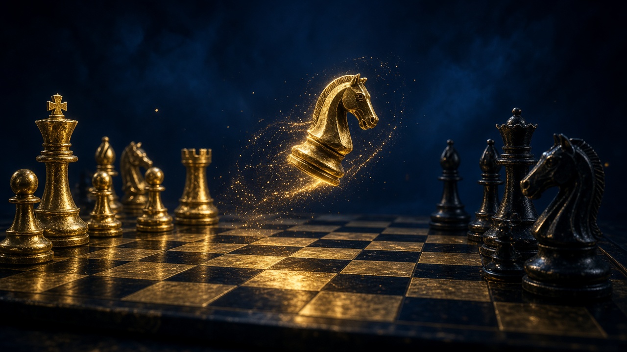 Dramatic chessboard representing Jev blitz chess tests