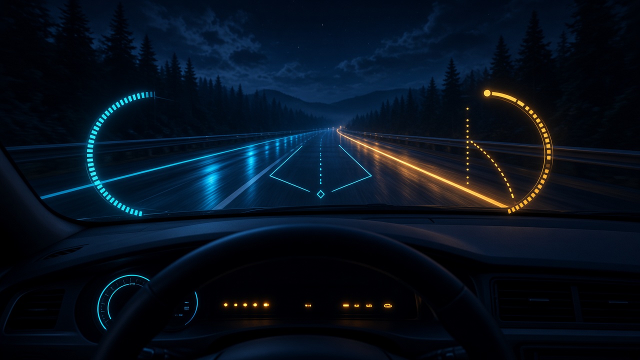 Night driving HUD inspired by Jev control-loop demos